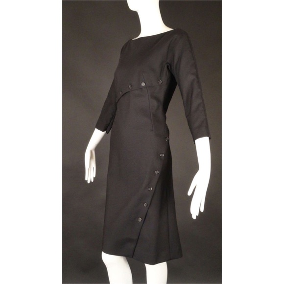 Alexander McQueen 2007 Wool Button Accent Knee Length Dress Size 12 - Picture 16 of 16